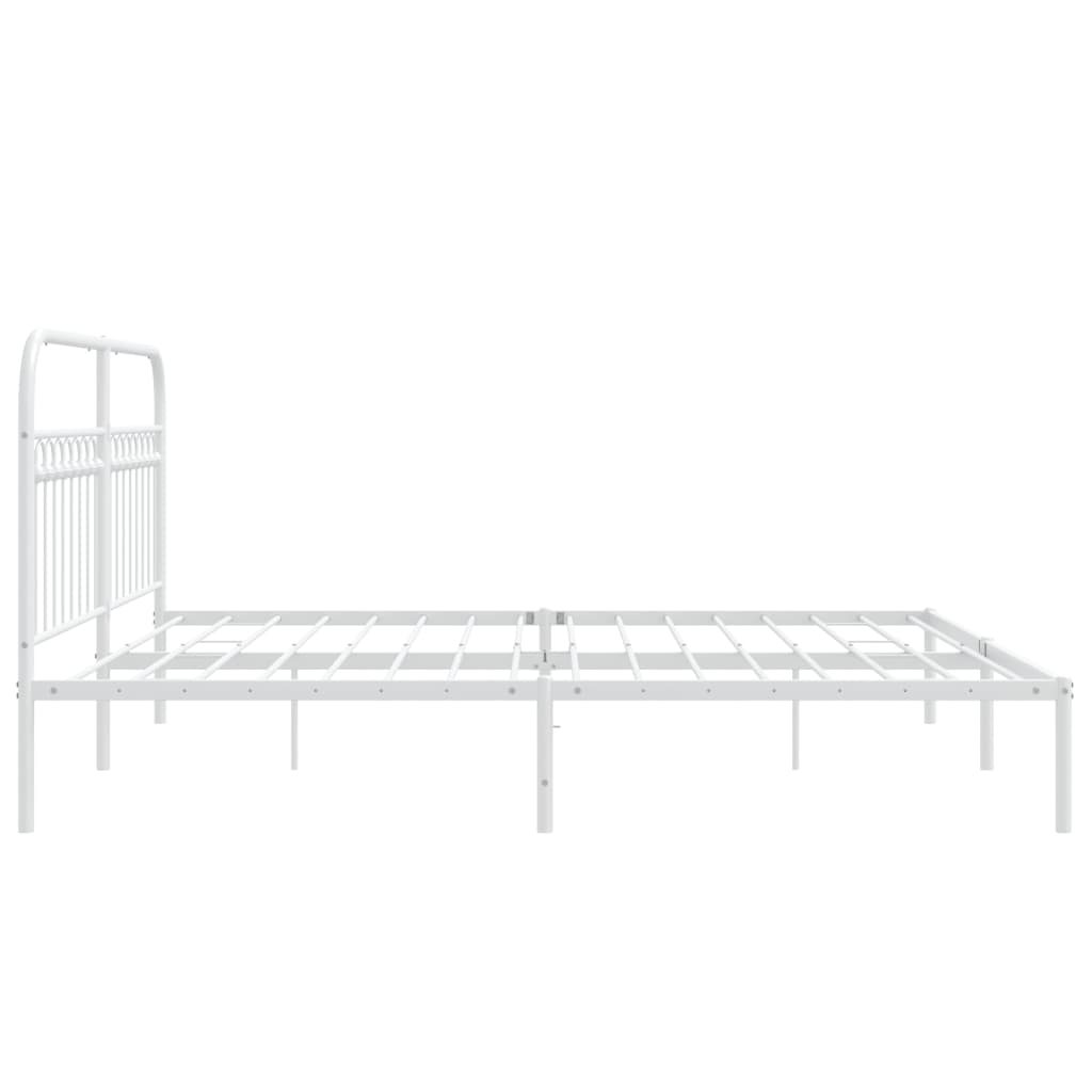 Bedframe met hoofdbord metaal wit 183x213 cm is nu te koop bij PeponiXL, paradijselijk wonen!