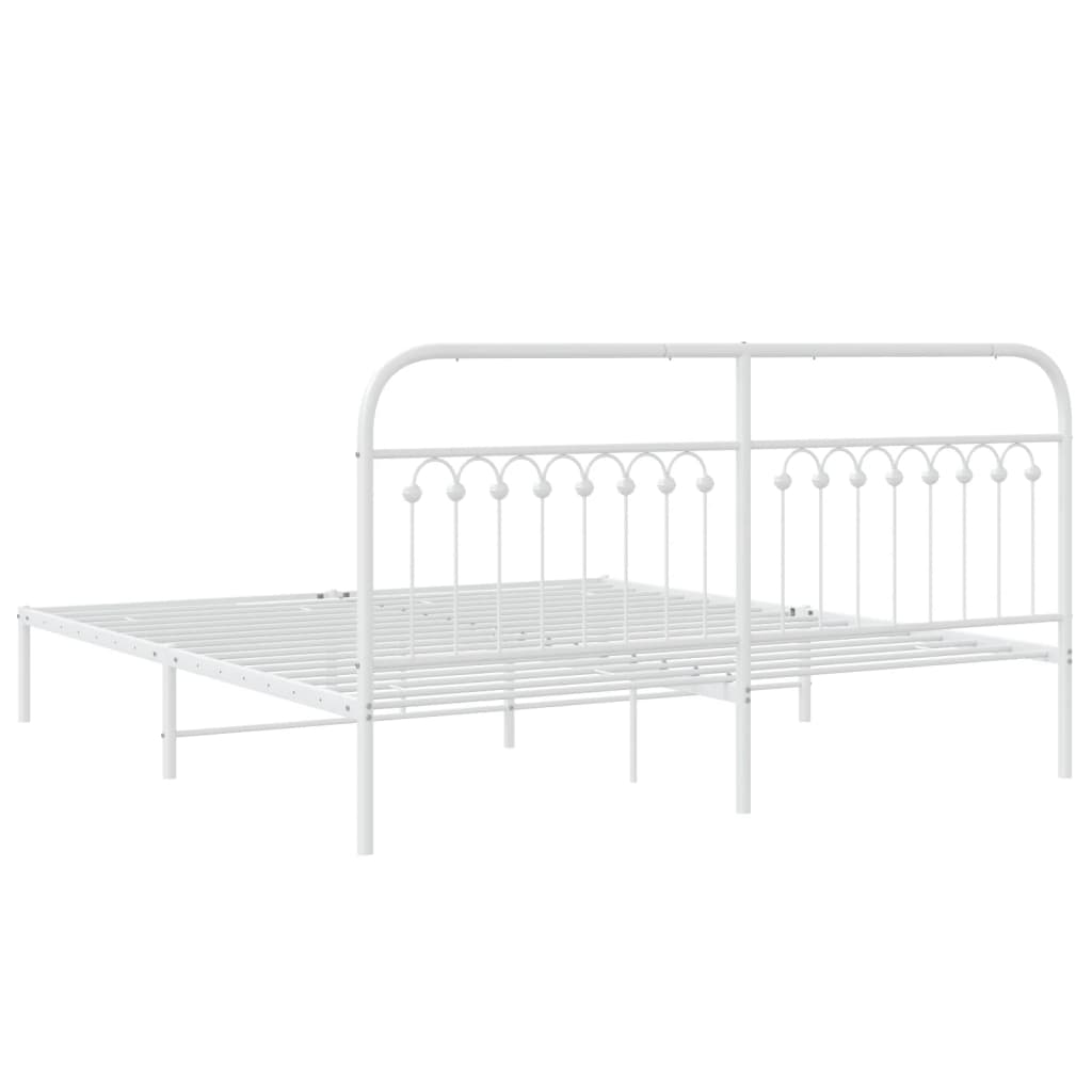 Bedframe met hoofdbord metaal wit 183x213 cm is nu te koop bij PeponiXL, paradijselijk wonen!