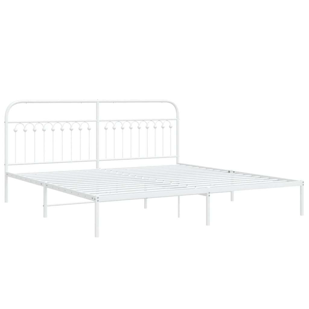 Bedframe met hoofdbord metaal wit 193x203 cm is nu te koop bij PeponiXL, paradijselijk wonen!