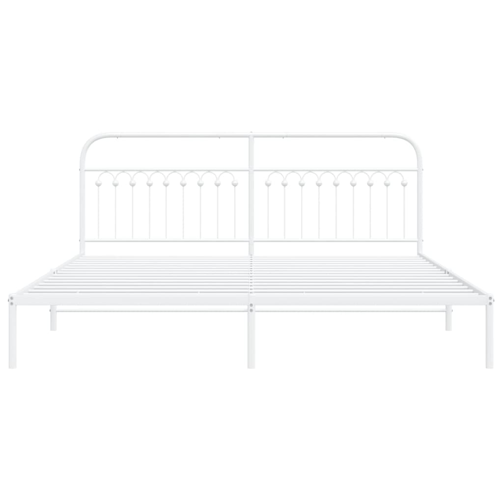 Bedframe met hoofdbord metaal wit 193x203 cm is nu te koop bij PeponiXL, paradijselijk wonen!