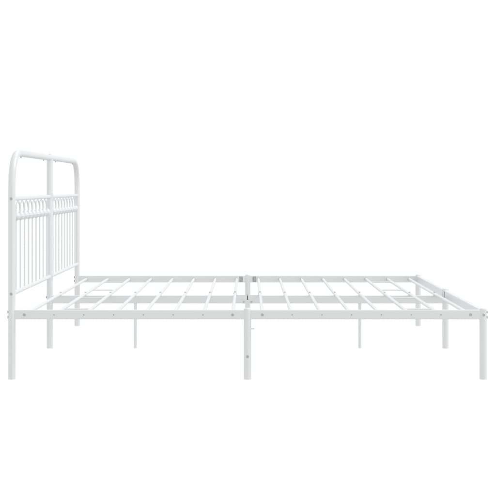 Bedframe met hoofdbord metaal wit 193x203 cm is nu te koop bij PeponiXL, paradijselijk wonen!