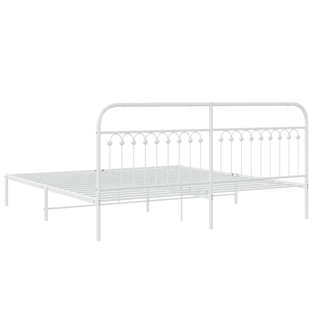 Bedframe met hoofdbord metaal wit 193x203 cm is nu te koop bij PeponiXL, paradijselijk wonen!