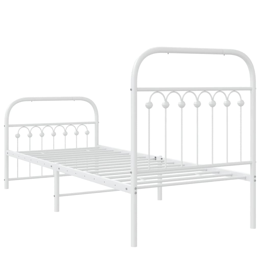 Bedframe met hoofd- en voeteneinde metaal wit 75x190 cm is nu te koop bij PeponiXL, paradijselijk wonen!