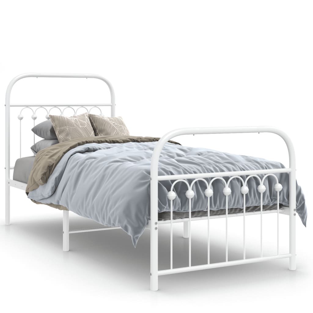 Bedframe met hoofd- en voeteneinde metaal wit 75x190 cm is nu te koop bij PeponiXL, paradijselijk wonen!