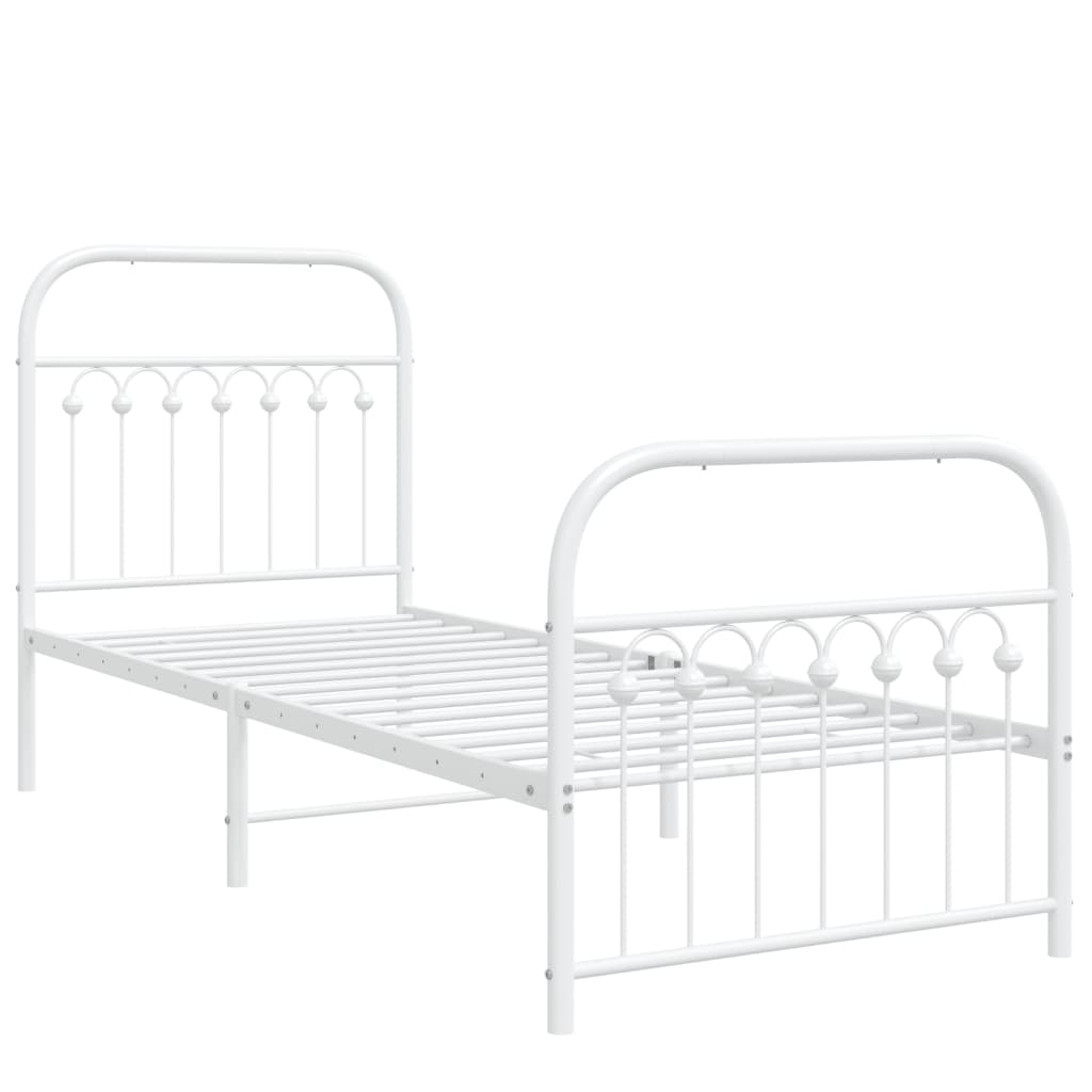 Bedframe met hoofd- en voeteneinde metaal wit 80x200 cm is nu te koop bij PeponiXL, paradijselijk wonen!