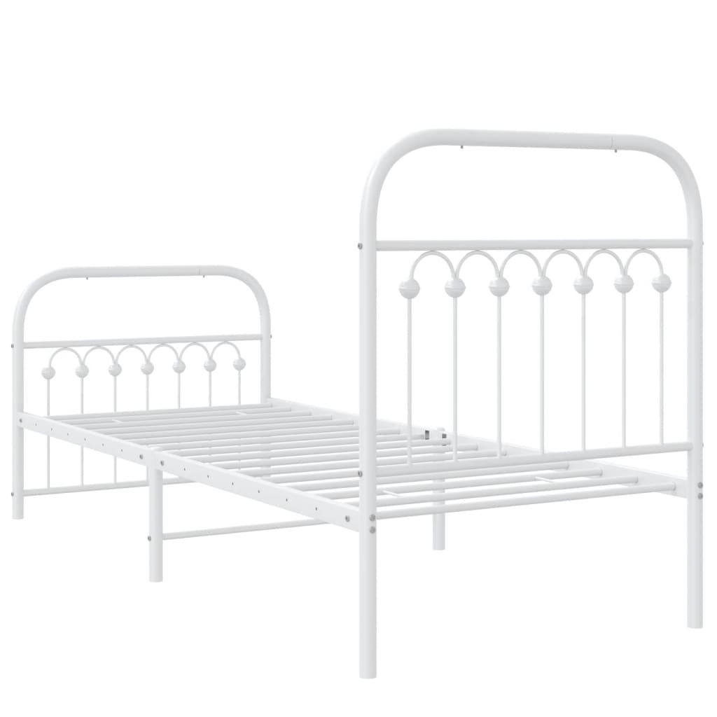 Bedframe met hoofd- en voeteneinde metaal wit 80x200 cm is nu te koop bij PeponiXL, paradijselijk wonen!