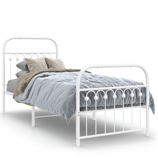 Bedframe met hoofd- en voeteneinde metaal wit 80x200 cm is nu te koop bij PeponiXL, paradijselijk wonen!