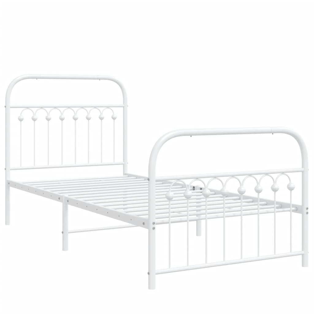 Bedframe met hoofd- en voeteneinde metaal wit 90x200 cm is nu te koop bij PeponiXL, paradijselijk wonen!