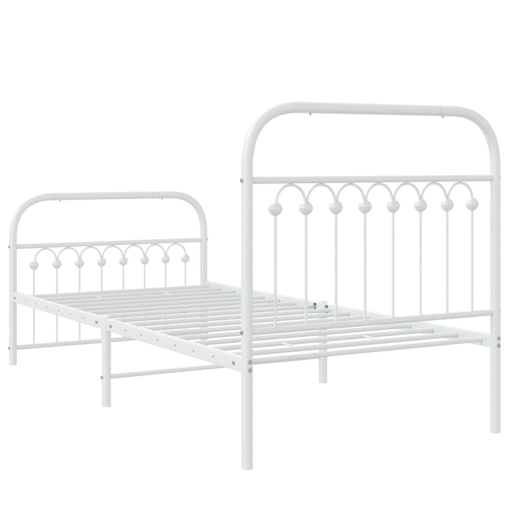Bedframe met hoofd- en voeteneinde metaal wit 90x200 cm is nu te koop bij PeponiXL, paradijselijk wonen!