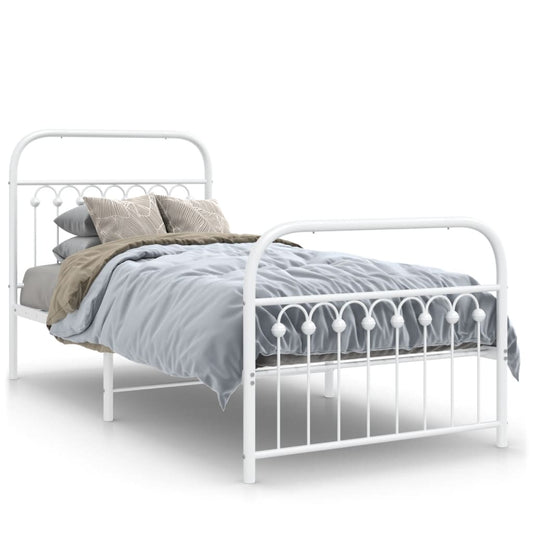 Bedframe met hoofd- en voeteneinde metaal wit 90x200 cm is nu te koop bij PeponiXL, paradijselijk wonen!
