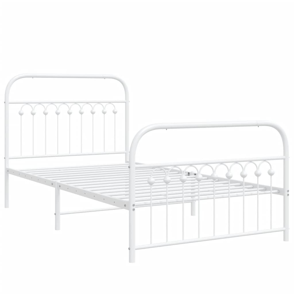 Bedframe met hoofd- en voeteneinde metaal wit 100x190 cm is nu te koop bij PeponiXL, paradijselijk wonen!