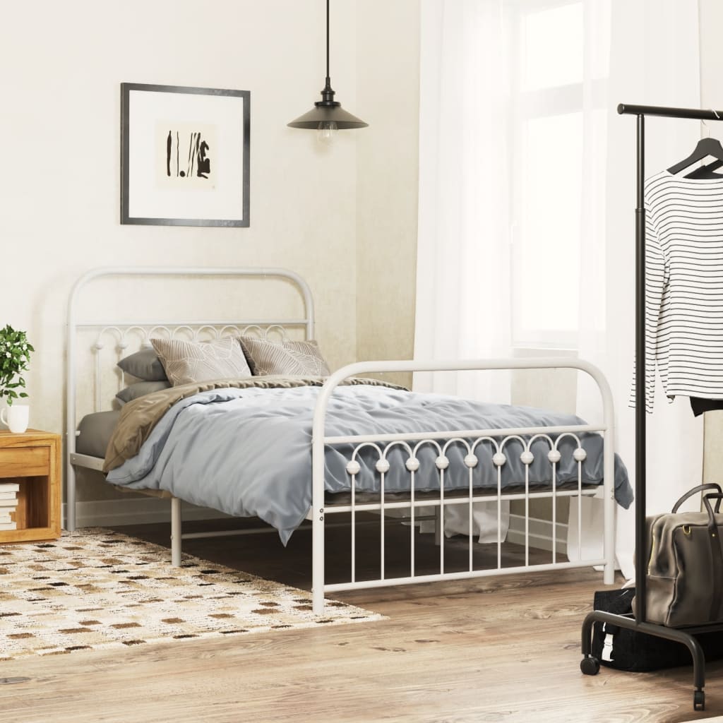 Bedframe met hoofd- en voeteneinde metaal wit 100x190 cm is nu te koop bij PeponiXL, paradijselijk wonen!