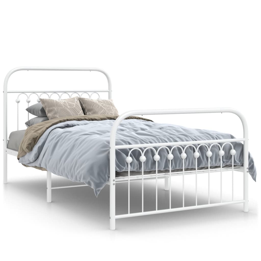 Bedframe met hoofd- en voeteneinde metaal wit 100x190 cm is nu te koop bij PeponiXL, paradijselijk wonen!