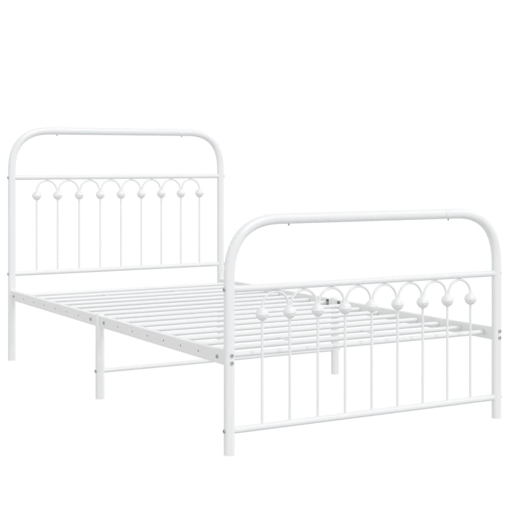 Bedframe met hoofd- en voeteneinde metaal wit 100x200 cm is nu te koop bij PeponiXL, paradijselijk wonen!