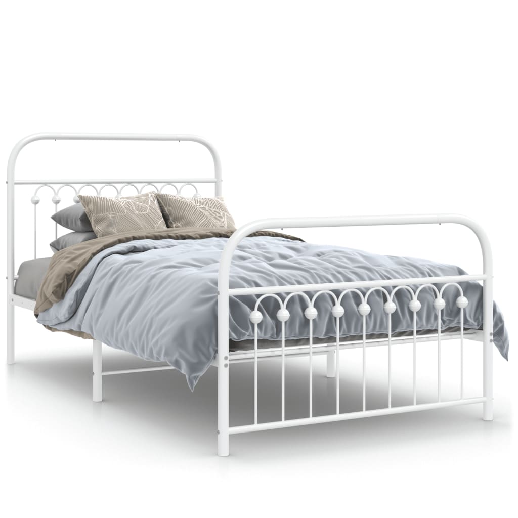 Bedframe met hoofd- en voeteneinde metaal wit 100x200 cm is nu te koop bij PeponiXL, paradijselijk wonen!