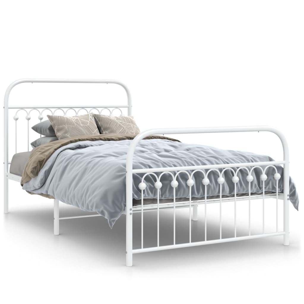 Bedframe met hoofd- en voeteneinde metaal wit 107x203 cm is nu te koop bij PeponiXL, paradijselijk wonen!