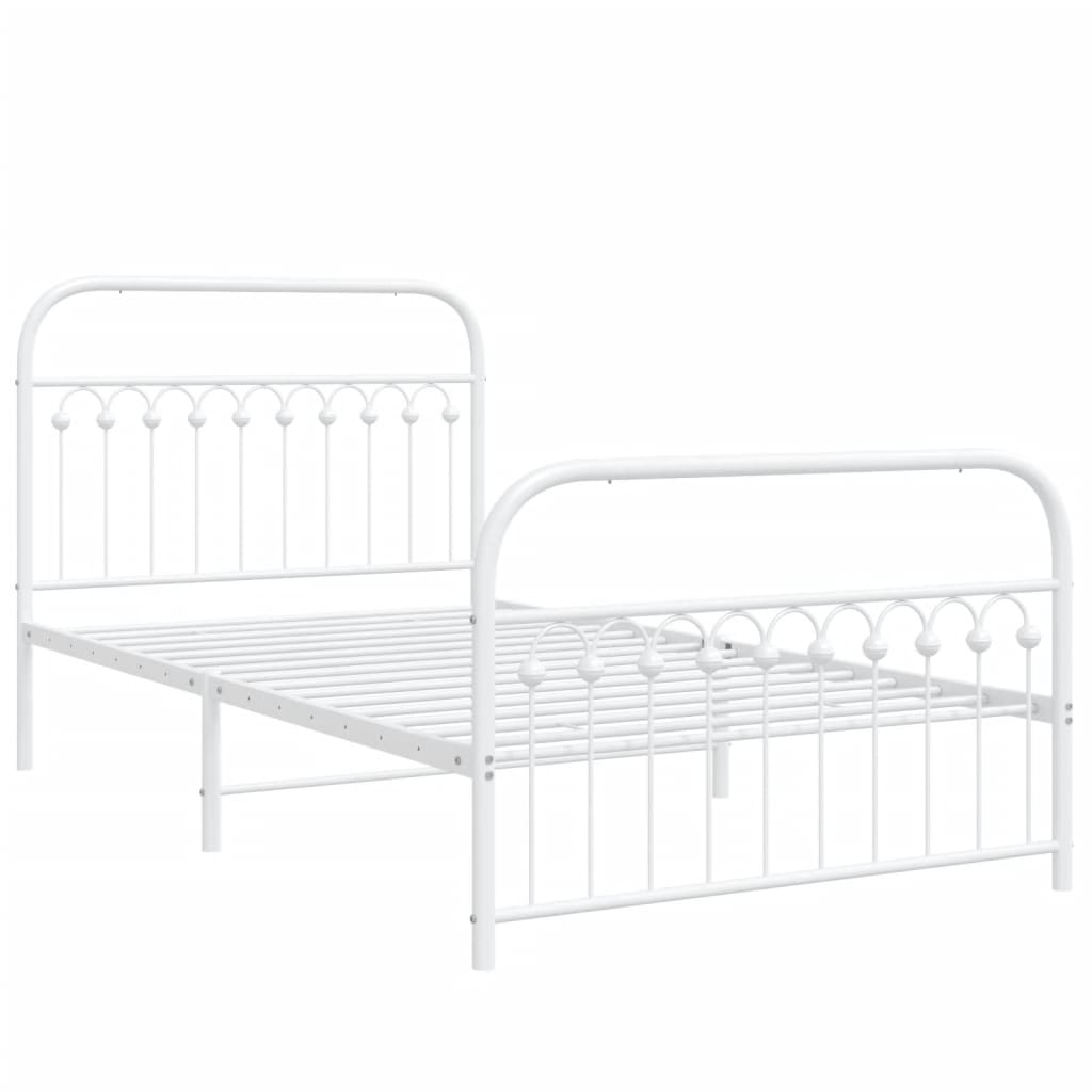 Bedframe met hoofd- en voeteneinde metaal wit 107x203 cm is nu te koop bij PeponiXL, paradijselijk wonen!
