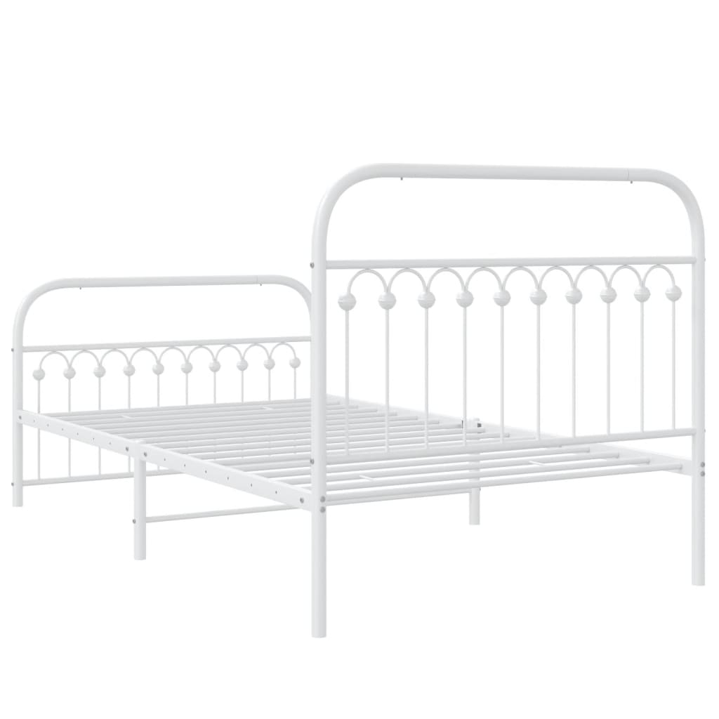 Bedframe met hoofd- en voeteneinde metaal wit 107x203 cm is nu te koop bij PeponiXL, paradijselijk wonen!