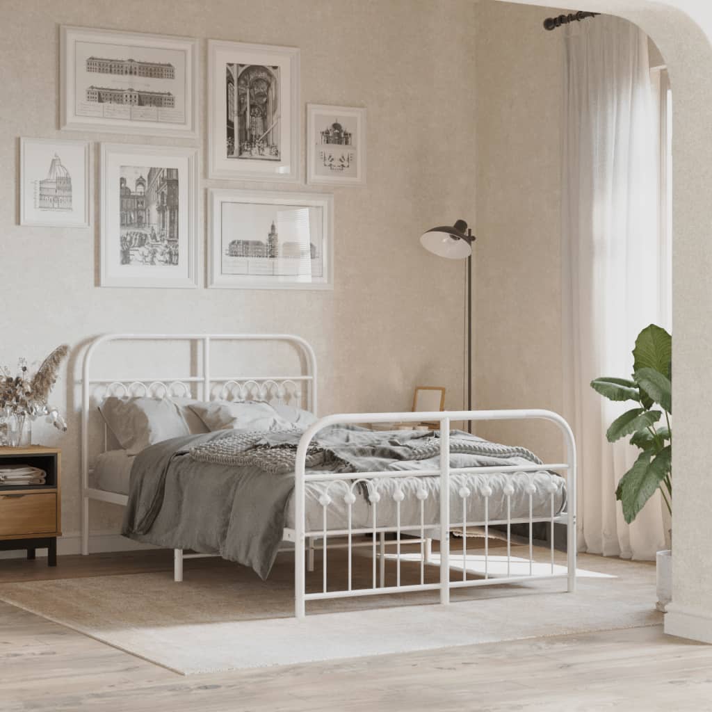 Bedframe met hoofd- en voeteneinde metaal wit 120 x 190 cm is nu te koop bij PeponiXL, paradijselijk wonen!