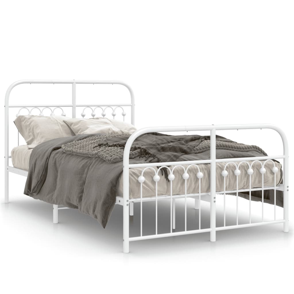 Bedframe met hoofd- en voeteneinde metaal wit 120 x 190 cm is nu te koop bij PeponiXL, paradijselijk wonen!