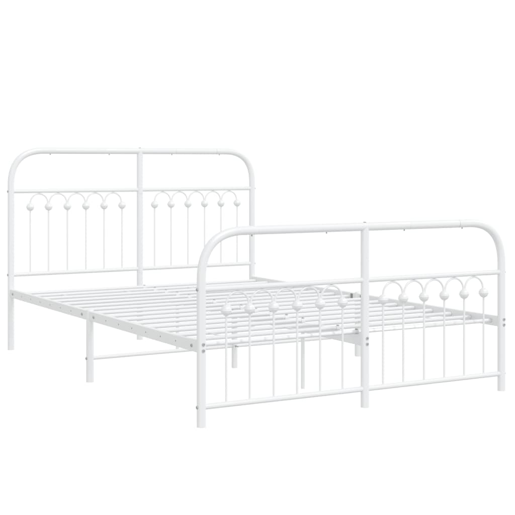 Bedframe met hoofd- en voeteneinde metaal wit 137x190 cm is nu te koop bij PeponiXL, paradijselijk wonen!