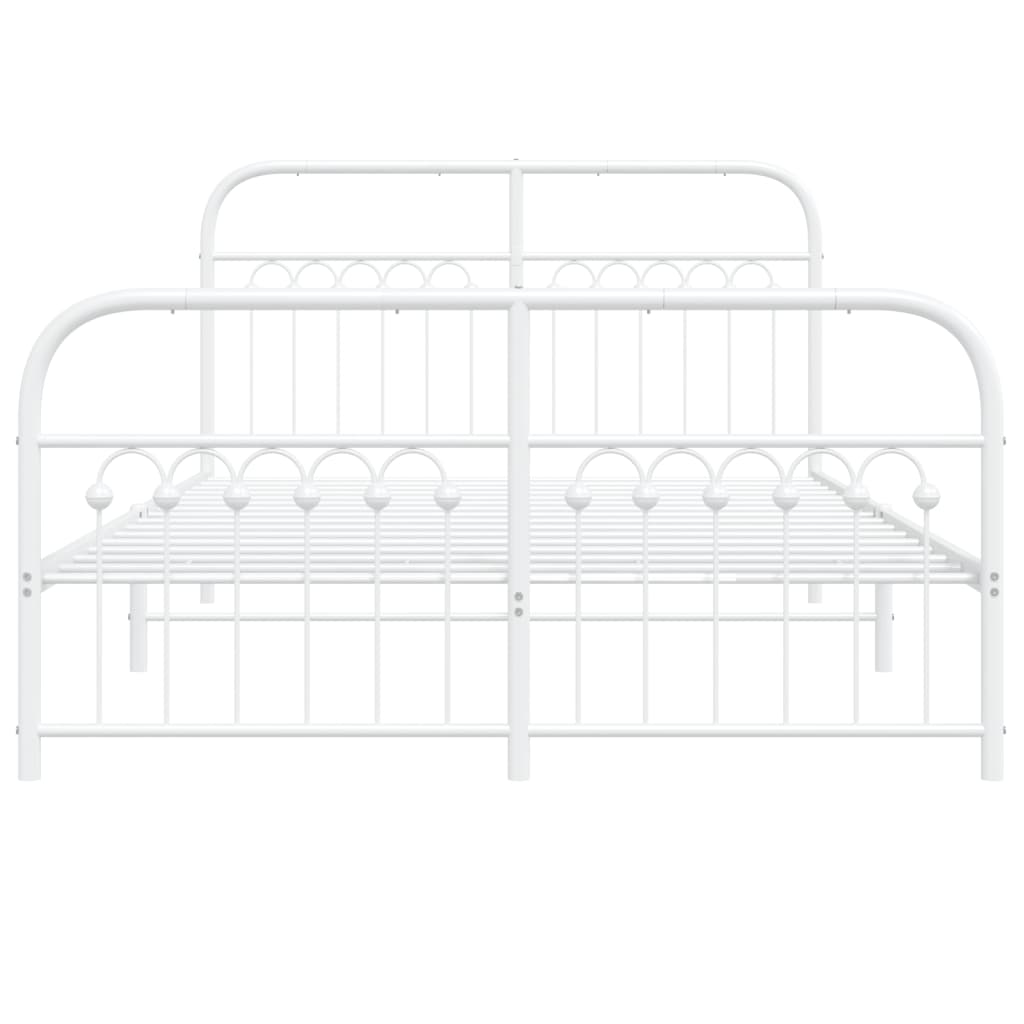 Bedframe met hoofd- en voeteneinde metaal wit 137x190 cm is nu te koop bij PeponiXL, paradijselijk wonen!