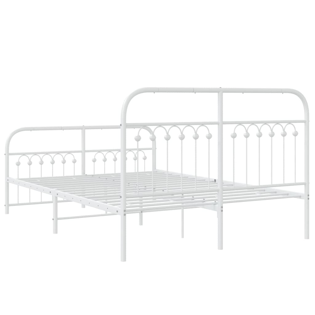 Bedframe met hoofd- en voeteneinde metaal wit 137x190 cm is nu te koop bij PeponiXL, paradijselijk wonen!
