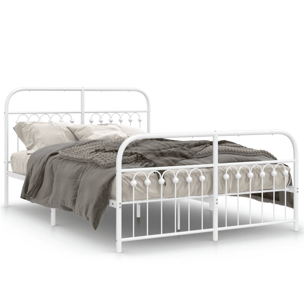 Bedframe met hoofd- en voeteneinde metaal wit 137x190 cm is nu te koop bij PeponiXL, paradijselijk wonen!