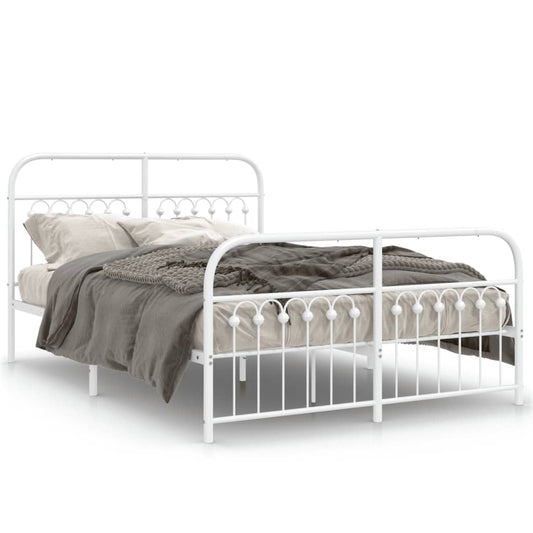Bedframe met hoofd- en voeteneinde metaal wit 137x190 cm is nu te koop bij PeponiXL, paradijselijk wonen!