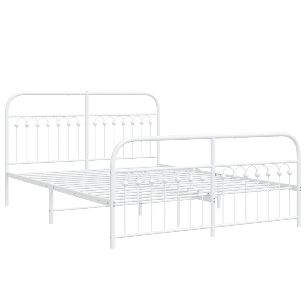 Bedframe met hoofd- en voeteneinde metaal wit 150x200 cm is nu te koop bij PeponiXL, paradijselijk wonen!