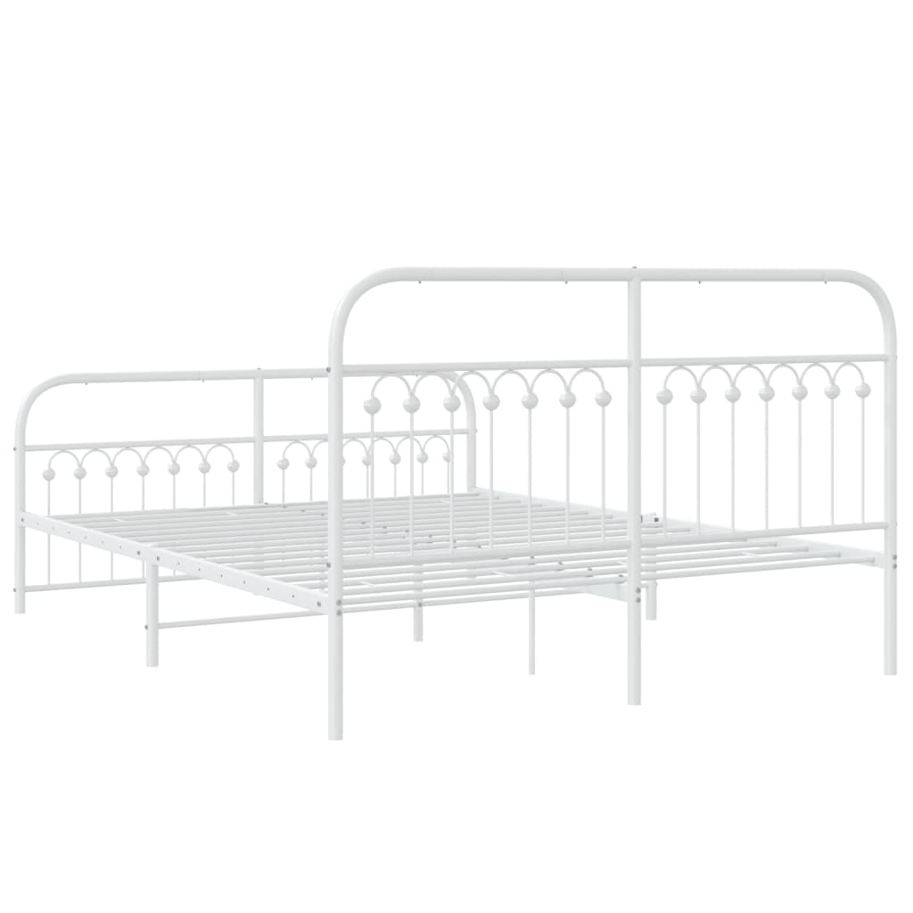 Bedframe met hoofd- en voeteneinde metaal wit 150x200 cm is nu te koop bij PeponiXL, paradijselijk wonen!