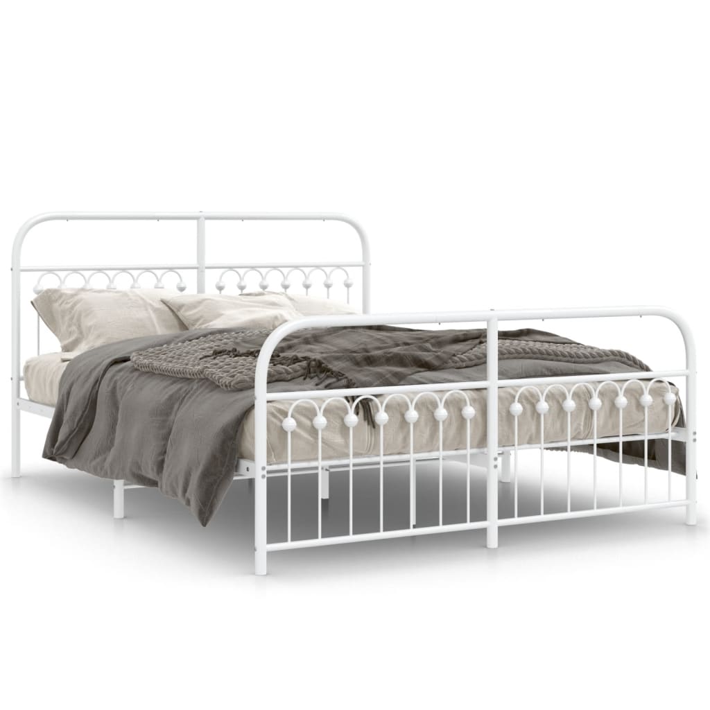 Bedframe met hoofd- en voeteneinde metaal wit 150x200 cm is nu te koop bij PeponiXL, paradijselijk wonen!