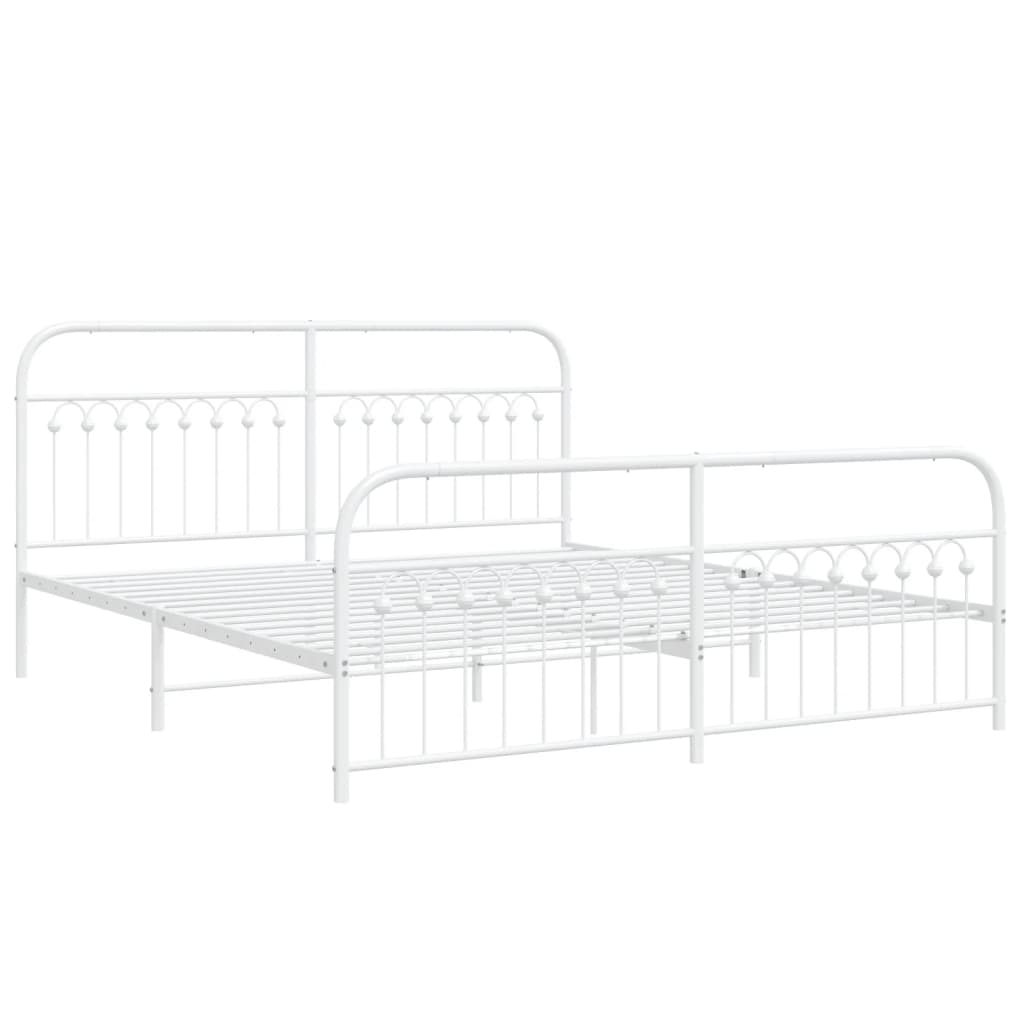 Bedframe met hoofd- en voeteneinde metaal wit 183x203 cm is nu te koop bij PeponiXL, paradijselijk wonen!