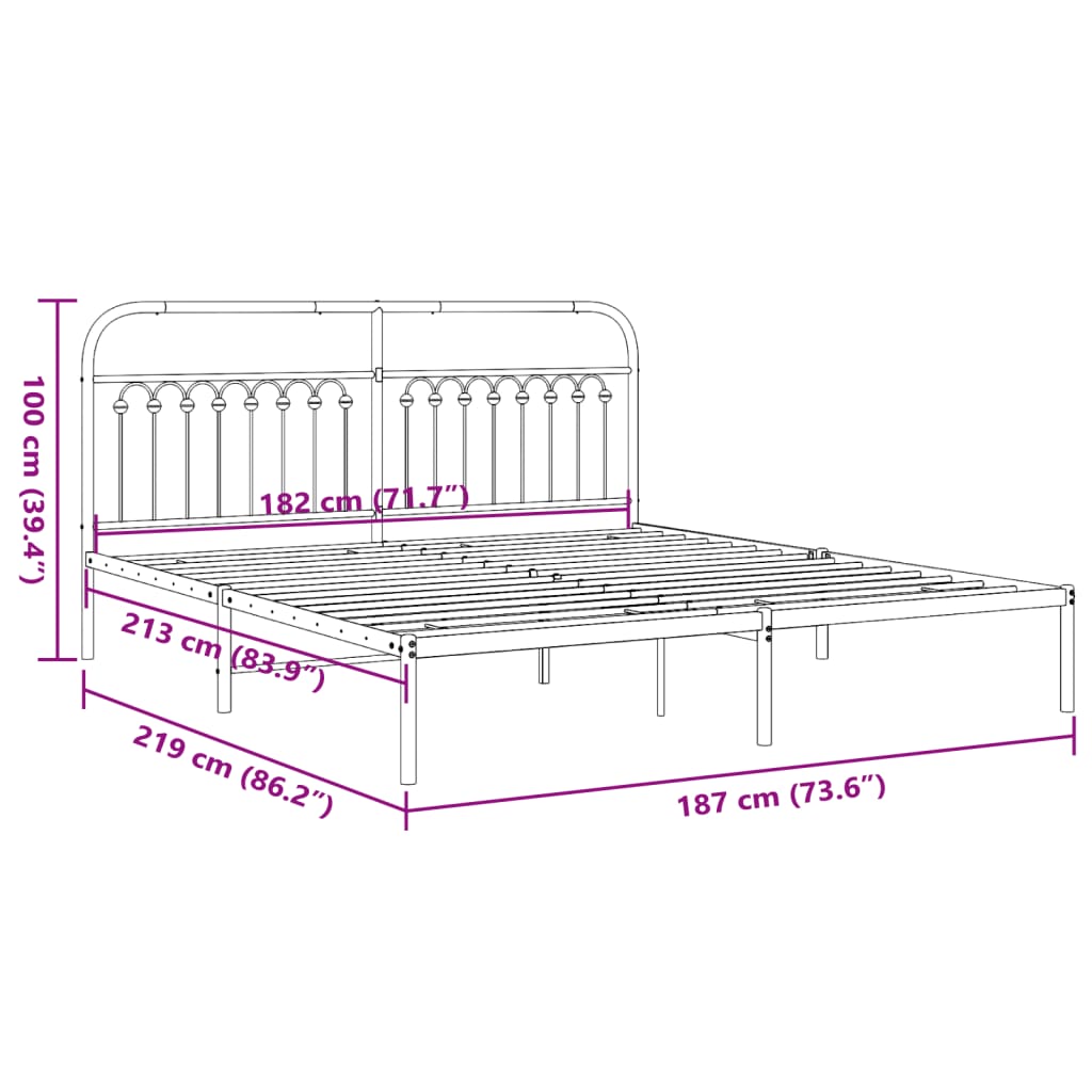 Bedframe met hoofd- en voeteneinde metaal wit 183x203 cm is nu te koop bij PeponiXL, paradijselijk wonen!
