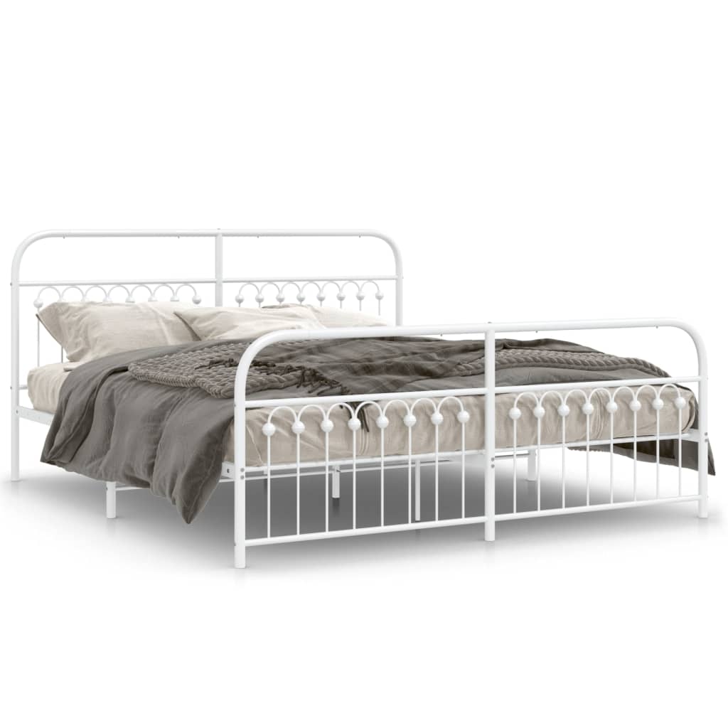 Bedframe met hoofd- en voeteneinde metaal wit 183x203 cm is nu te koop bij PeponiXL, paradijselijk wonen!