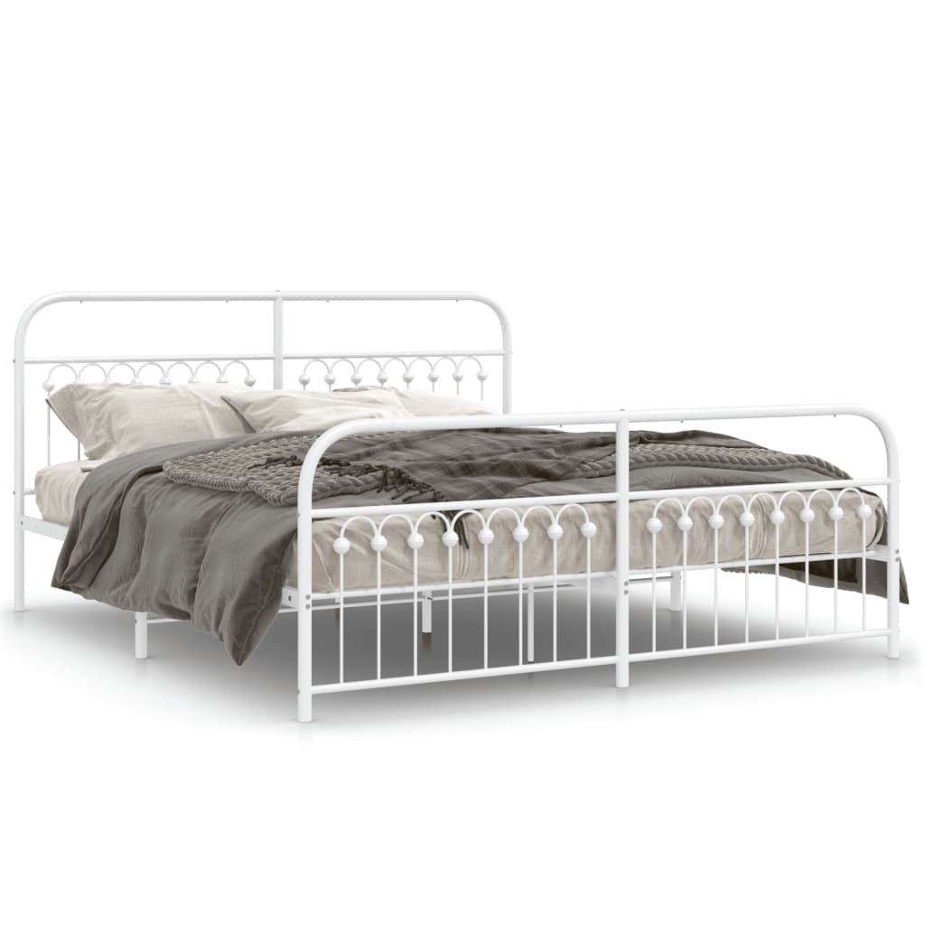 Bedframe met hoofd- en voeteneinde metaal wit 183x213 cm is nu te koop bij PeponiXL, paradijselijk wonen!
