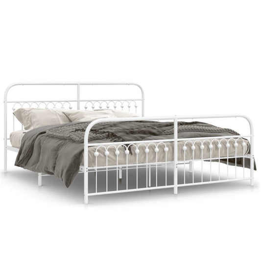 Bedframe met hoofd- en voeteneinde metaal wit 183x213 cm is nu te koop bij PeponiXL, paradijselijk wonen!