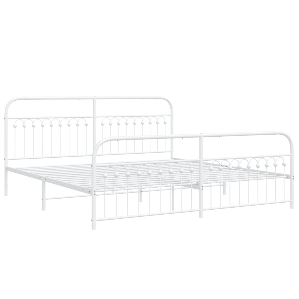 Bedframe met hoofd- en voeteneinde metaal wit 193x203 cm is nu te koop bij PeponiXL, paradijselijk wonen!