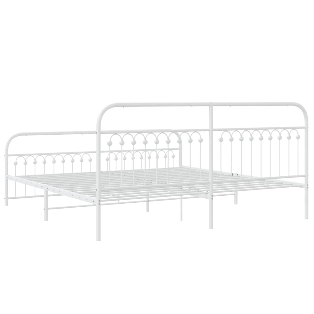Bedframe met hoofd- en voeteneinde metaal wit 193x203 cm is nu te koop bij PeponiXL, paradijselijk wonen!