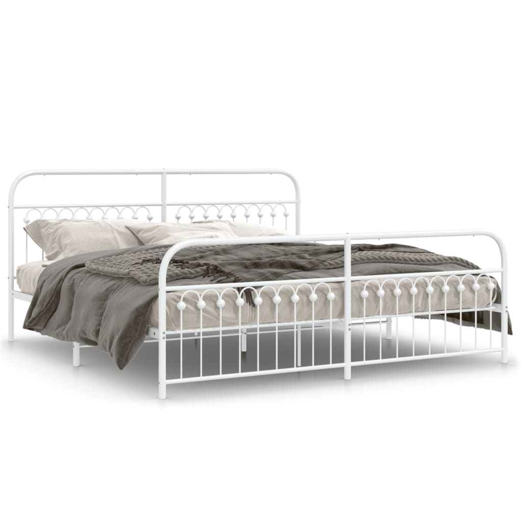 Bedframe met hoofd- en voeteneinde metaal wit 193x203 cm is nu te koop bij PeponiXL, paradijselijk wonen!