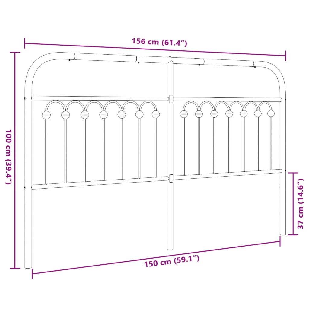 Vervangend hoofdbord 150 cm metaal wit is nu te koop bij PeponiXL, paradijselijk wonen!