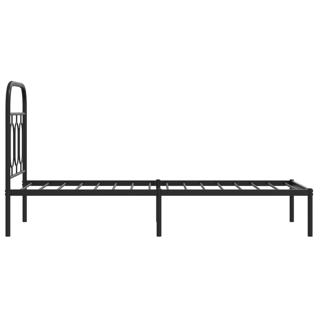Bedframe met hoofdbord metaal zwart 75x190 cm is nu te koop bij PeponiXL, paradijselijk wonen!