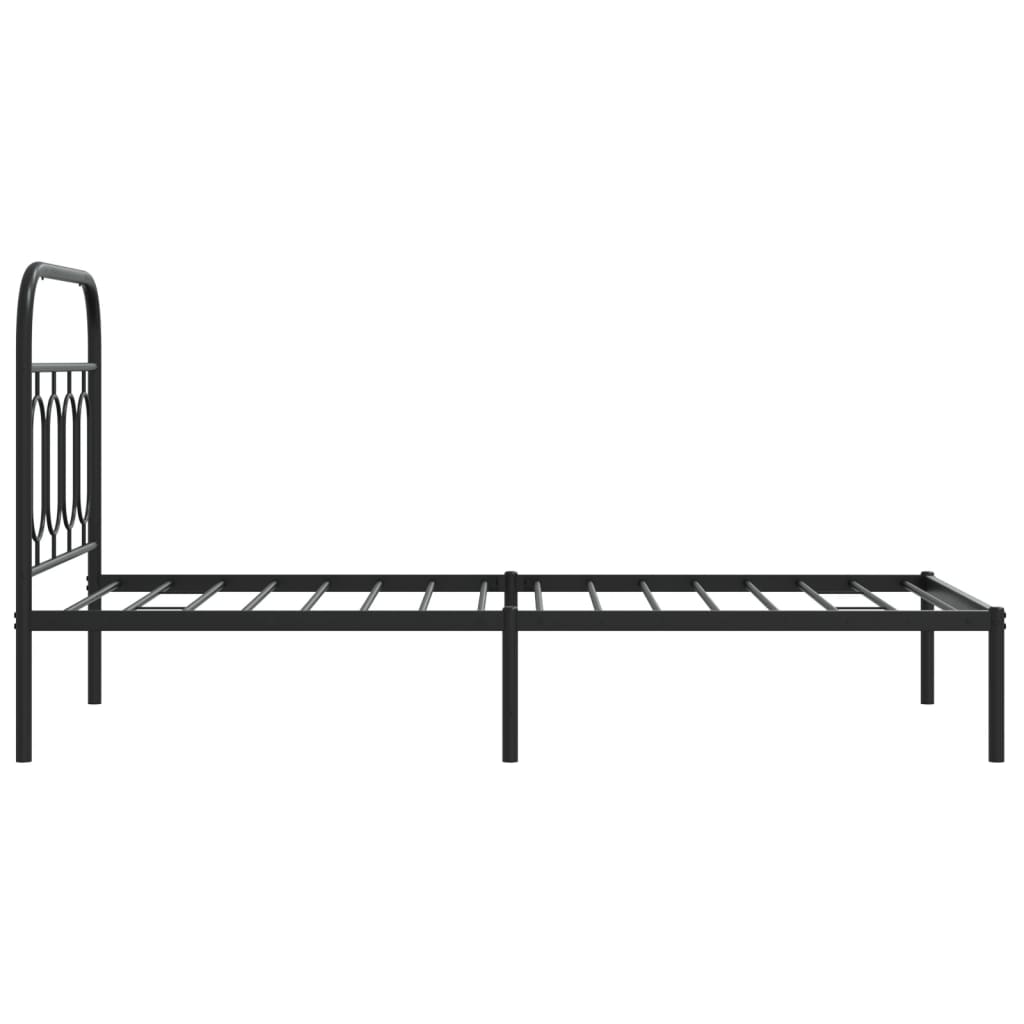 Bedframe met hoofdbord metaal zwart 90x190 cm is nu te koop bij PeponiXL, paradijselijk wonen!