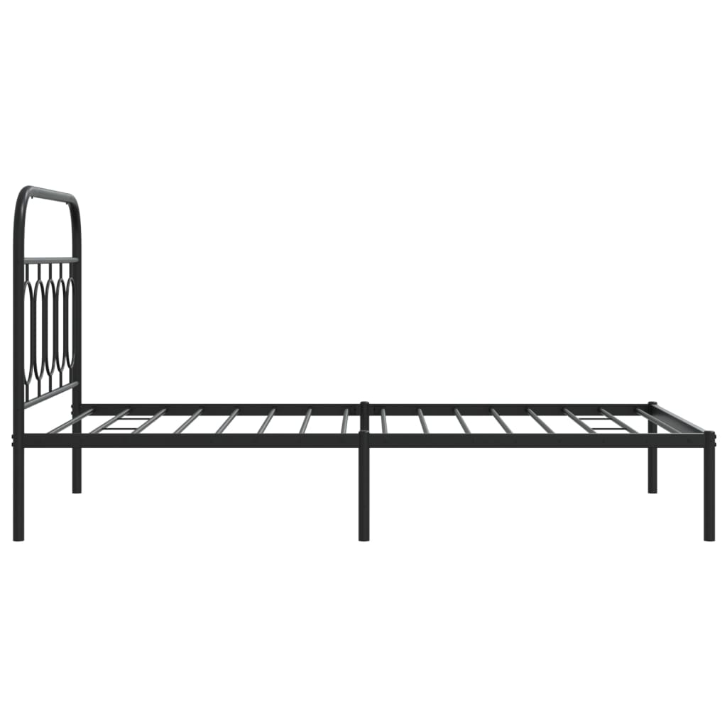 Bedframe met hoofdbord metaal zwart 100x190 cm is nu te koop bij PeponiXL, paradijselijk wonen!