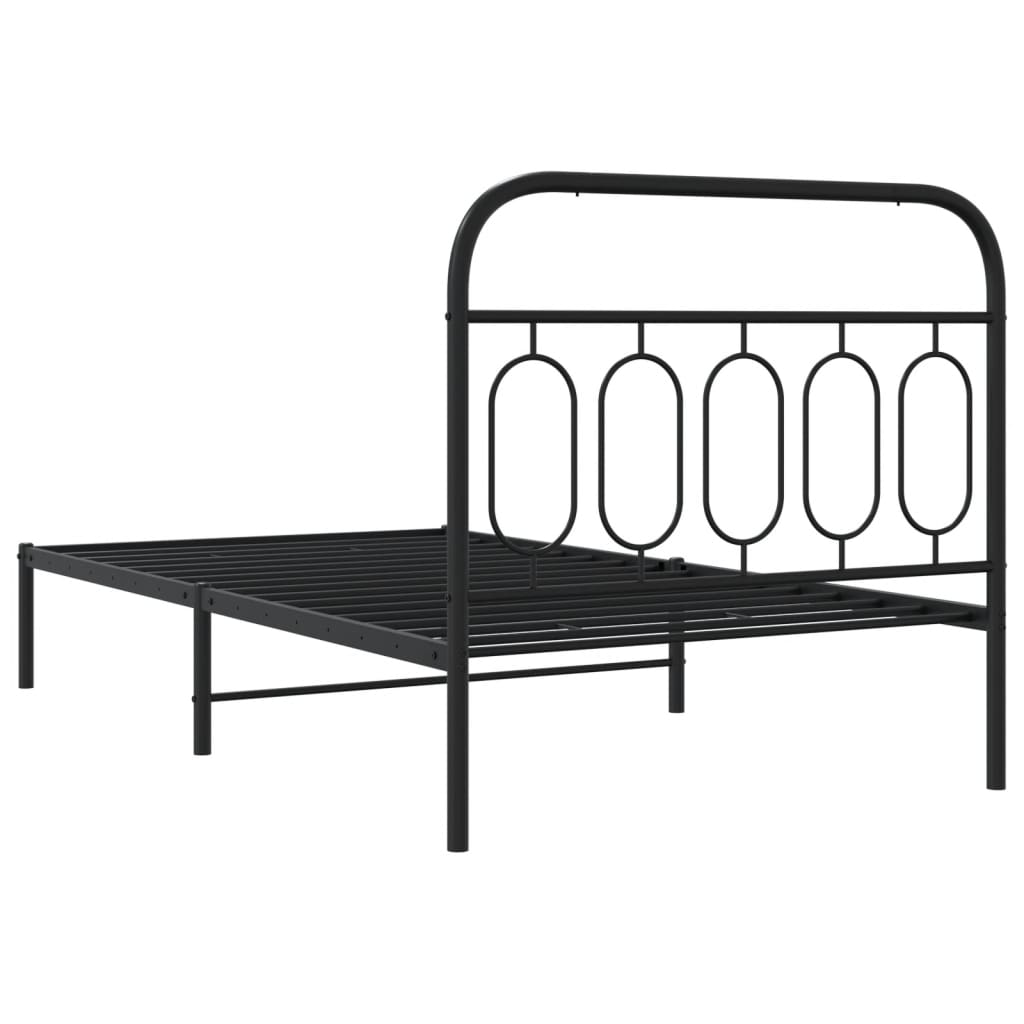 Bedframe met hoofdbord metaal zwart 100x190 cm is nu te koop bij PeponiXL, paradijselijk wonen!