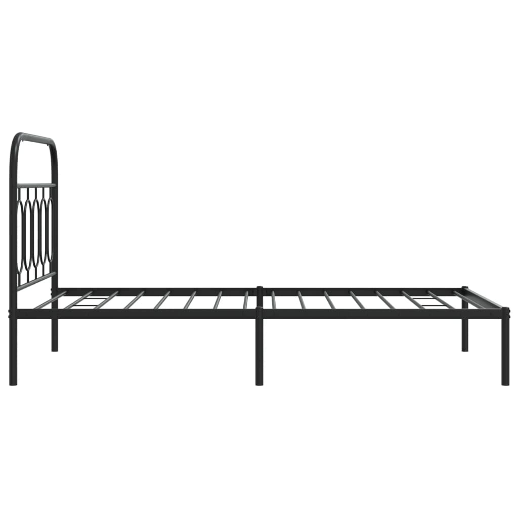 Bedframe met hoofdbord metaal zwart 107x203 cm is nu te koop bij PeponiXL, paradijselijk wonen!