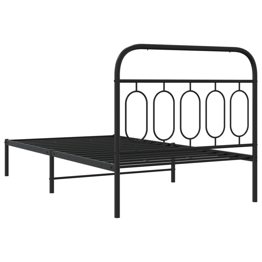 Bedframe met hoofdbord metaal zwart 107x203 cm is nu te koop bij PeponiXL, paradijselijk wonen!