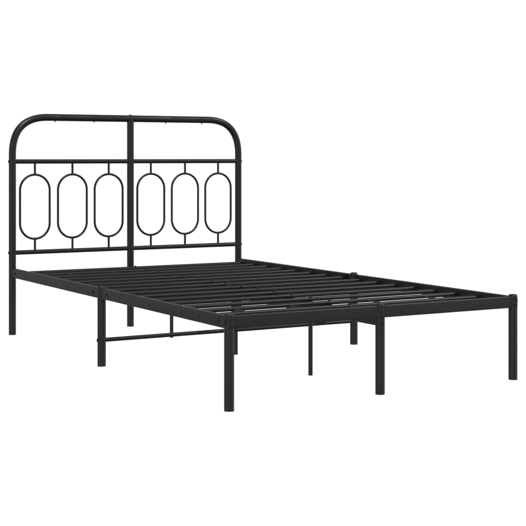 Bedframe met hoofdbord metaal zwart 120x190 cm is nu te koop bij PeponiXL, paradijselijk wonen!