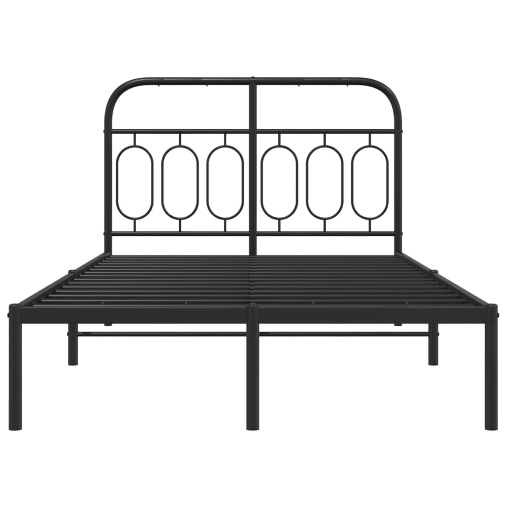 Bedframe met hoofdbord metaal zwart 120x190 cm is nu te koop bij PeponiXL, paradijselijk wonen!