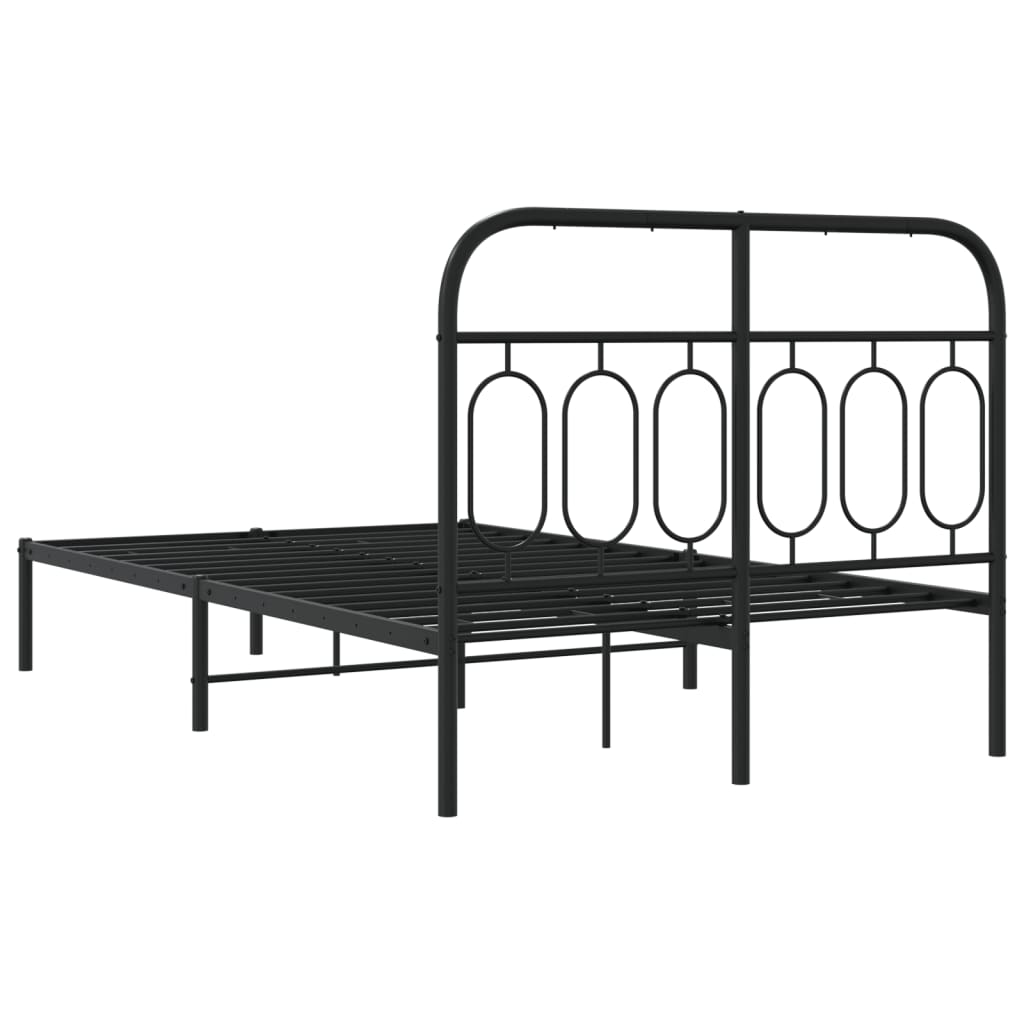 Bedframe met hoofdbord metaal zwart 120x190 cm is nu te koop bij PeponiXL, paradijselijk wonen!